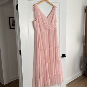 Social Bridesmaids Womens Pink Bow Polyester Evening Dress Gown